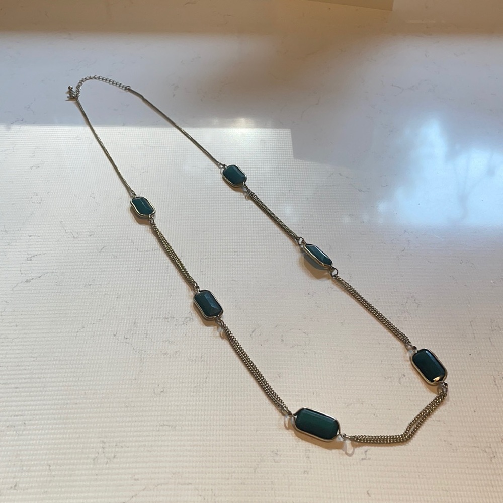 Gold fashion necklace with teal beads